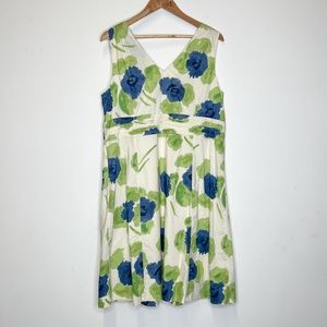 Boden Blue & Green Floral A-Line Sleeveless Dress